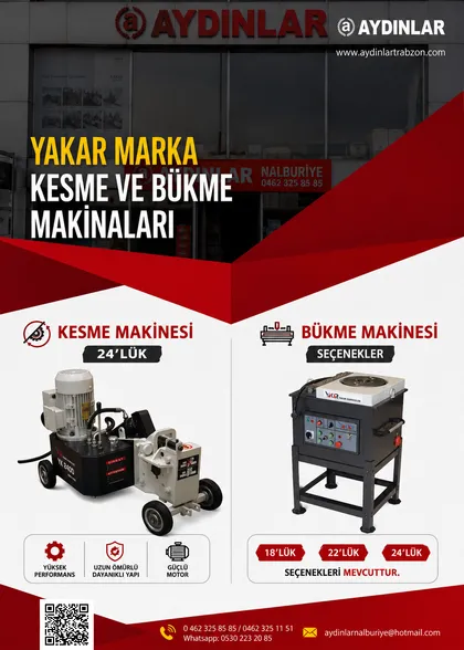 Yakar Kesme ve Bükme Makinaları broşürü — Aydınlar Nalburiye Trabzon