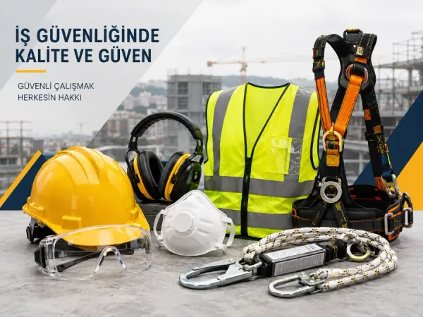 Baret, koruyucu gözlük, kulaklık ve maske