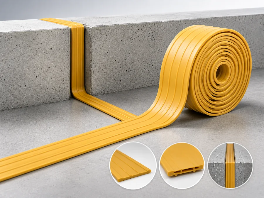 Sarı PVC su tutucu bant rulosu ve beton derz uygulaması